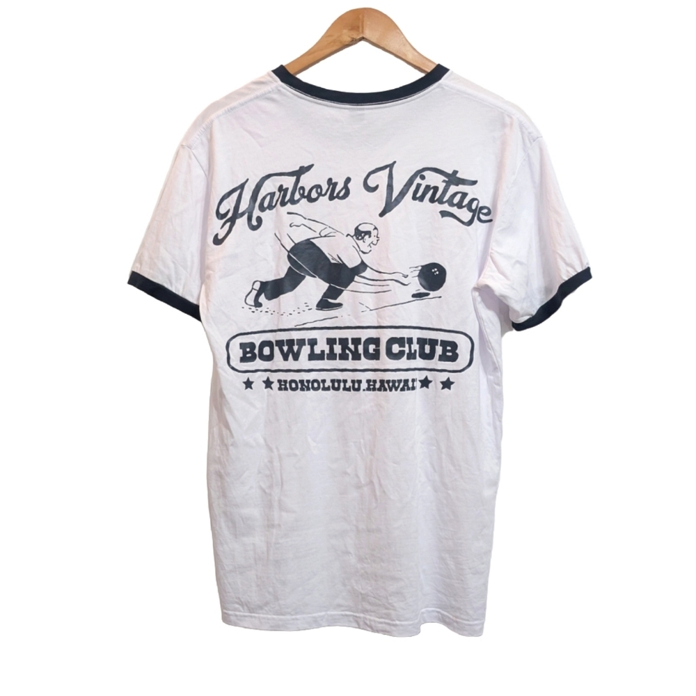 Harbors Vintage Honolulu Hawaii T-shirt top Bowling Club Ringer tee Shirt - Picture 5 of 5